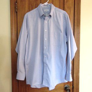 Van Heusen Men Dress Shirt Button Down Easy Care SZ 16 1/2 34/35 Light Blue